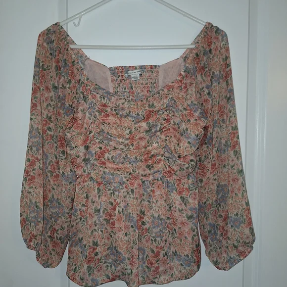 American Eagle Outfitters Floral Blouse - Pink and Blue - Picture 1 of 3